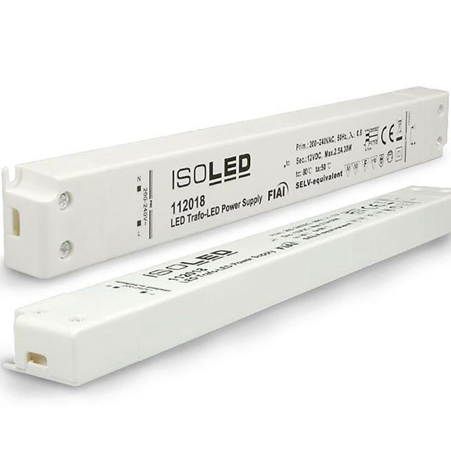 LED Trafo 12V/DC, 0-30W, SELV, ultraflach, schmal