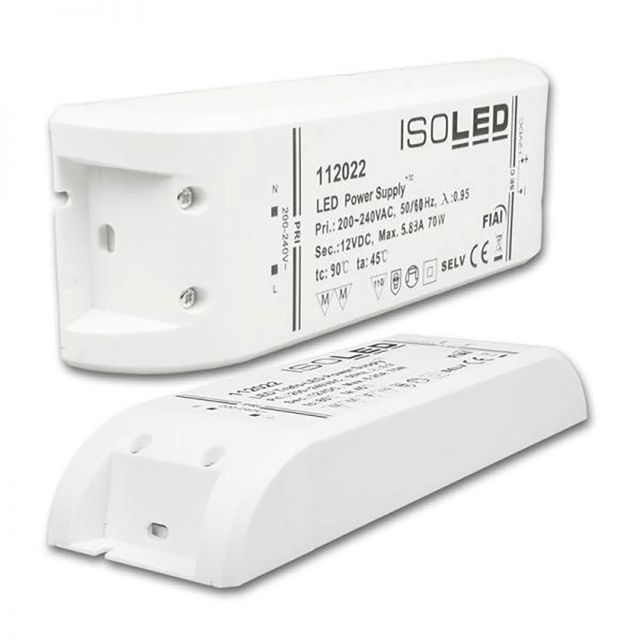 LED Trafo 12V/DC, 0-70W, SELV, flach