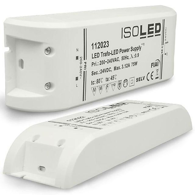 LED Trafo 24V/DC, 0-75W, SELV, flach