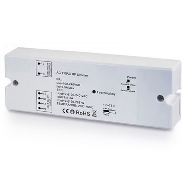 Sys-One Funk Dimmer für dimmbare 230V LED Leuchtmittel/Trafos, 2x288VA
