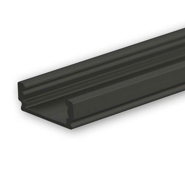LED Aufbauprofil SURF12 FLAT Aluminium schwarz pulverbeschichtet RAL 9005, 200cm