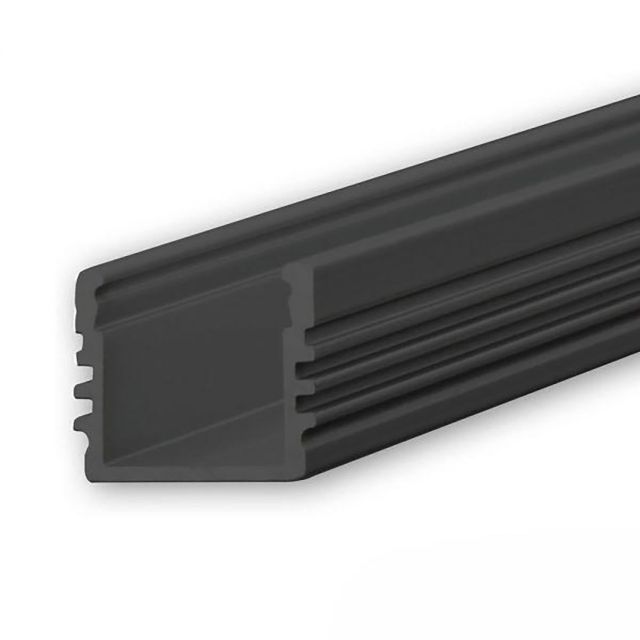 LED Aufbauprofil SURF12 Aluminium schwarz pulverbeschichtet RAL 9005, 200cm