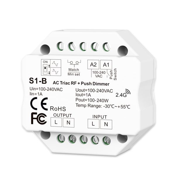 Sys-Pro Universal-Push/Funk Mesh-Dimmer 230V, 360VA, Phasenan-/Abschnitt wählbar