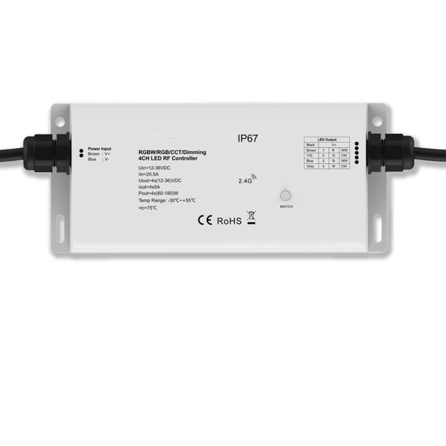 Sys-Pro Funk Mesh PWM-Dimmer IP67, 1-4 Kanal, 12-48V DC 4x5A