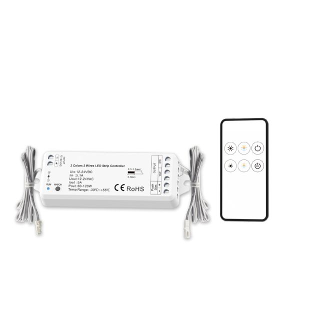 LED weißdynamischer Push/Funk PWM-Dimmer MiniAMP inkl. Fernbedienung 12-24V DC, 5A