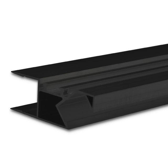LED Aufbauleuchtenprofil HIDE ASYNC Aluminium schwarz RAL 9005, 200cm