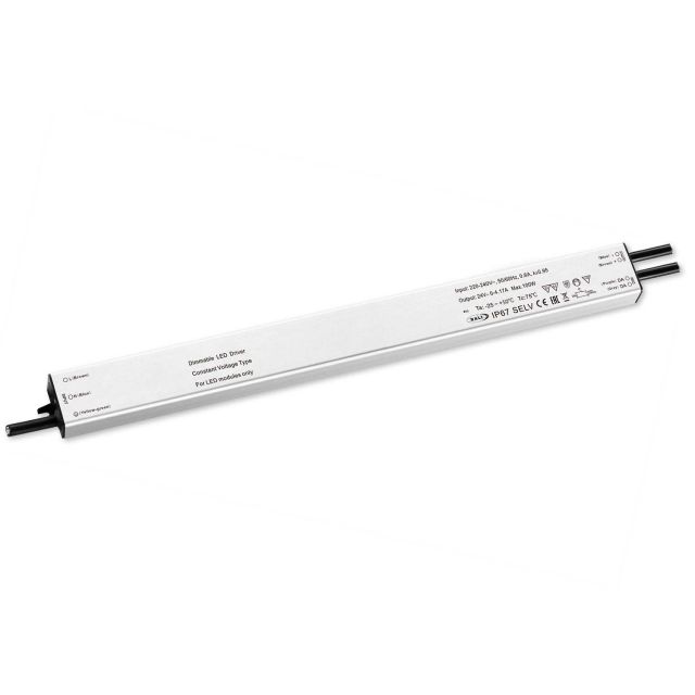 LED PWM-Trafo 24V/DC, 0-240W, Push/DALI-2 dimmbar, IP67, SELV, flach, ultraschmal