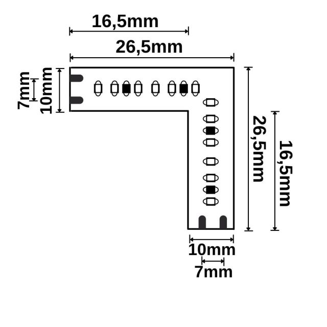 LED-Flexmodul 26 ready2plug 90, 12V, IP20, 50lm, 1W, 3000K, 0,026m
